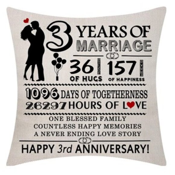 Wedding Anniversary Throw Pillow Cover 18x18 Inch - NIP - Picture 1 of 7